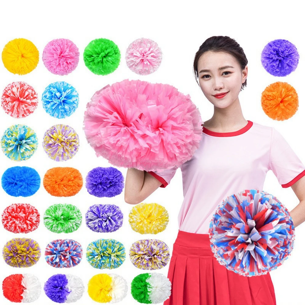 Description Picture 3 of item2 piece Cheerleading Pompoms colorfast no fading cheerleader pom poms  Cheer Pom Majorettes Bouquet Plastic Handles