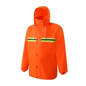 

Reflective Rain Suits Hooded Long Sleeve Jacket Pants Kit High Visibility Windproof Waterproof Raincoat Outwear Suits
