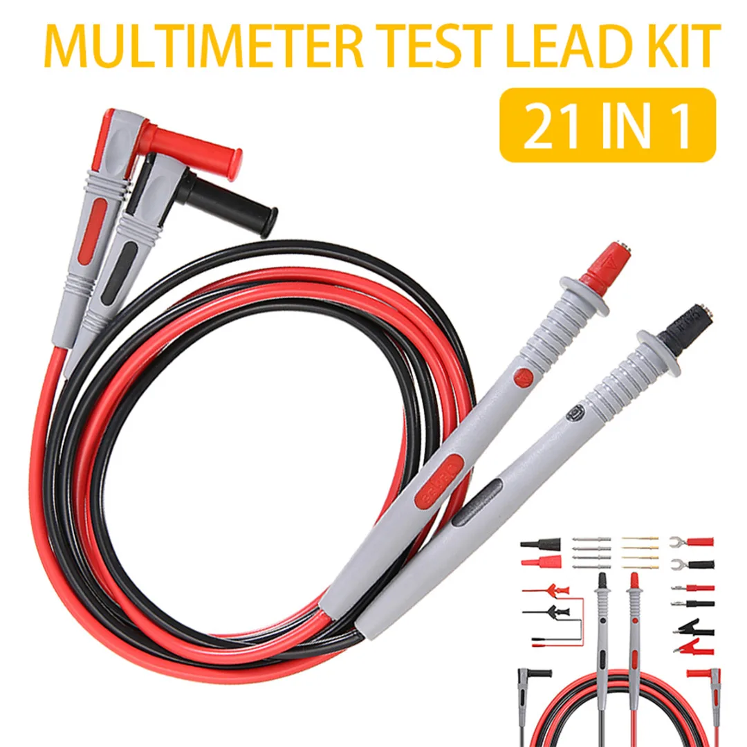 21 in 1 Multimeter Test Lead Probe Clip Kit Electrical Alligator Test Tool Set