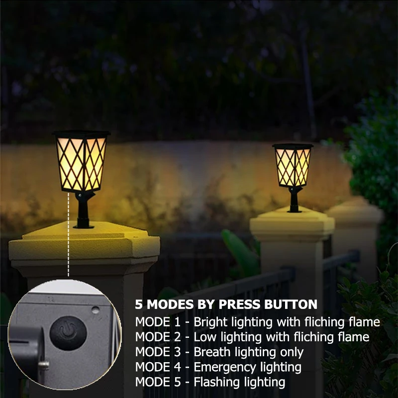 Solar Garden Light Flickering Flames Torches Lights Dusk to Dawn Auto On/Off Security Lamp For Patio Driveway Wall