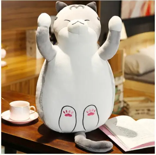 Gray Игрушек! Милые плюшевые игрушки прекрасный мультфильм пара кошка котенок Толстая Кукла Мягкие подушки для дивана День рождения Рождественский подарок - Color: Gray