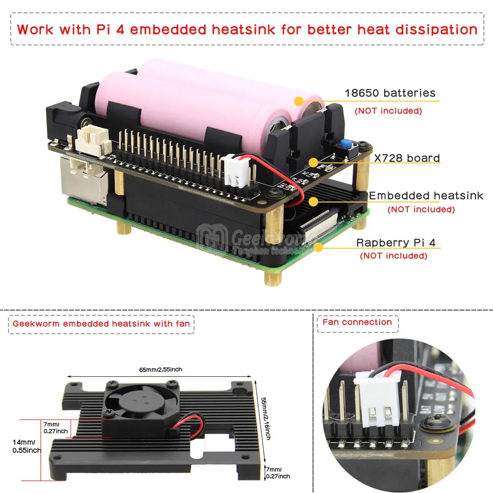 Geekworm N506 Metalen Behuizing voor Orange Pi 5(B) - met Ventilator en Geekworm N506 Metalen Behuizing voor Orange Pi 5(B) - met Ventilator en