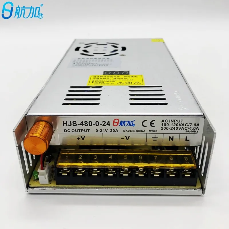 Регулируемый источник питания с цифровым дисплеем 0-24V20A Регулируемый источник питания постоянного тока 480 Вт импульсный источник питания Hangjia HJS-480-0-24