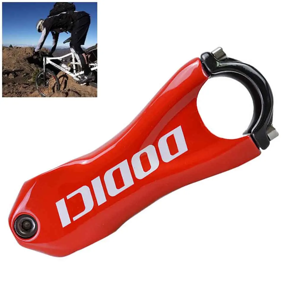 Red 110mm Universal Outdoor Cycling Riser Lower Bike Stem Carbon Fiber Angle Fixed Gear Road Bicycle-10 Degree Accessories High Strength - Цвет: Red 110mm