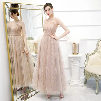 

Robe De Soiree 2020 Mrs Win The Luxury Party Prom Formal Evening Dress Sexy V-neck A-line Spaghetti Strap Custom Size Dresses