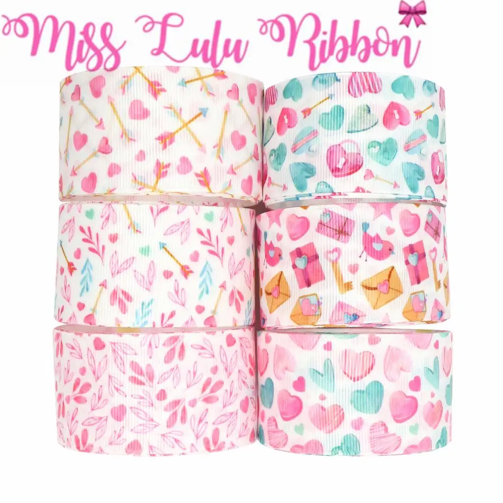 16 мм-75 мм корсажная лента с принтом в виде цветков и розового сердца на День