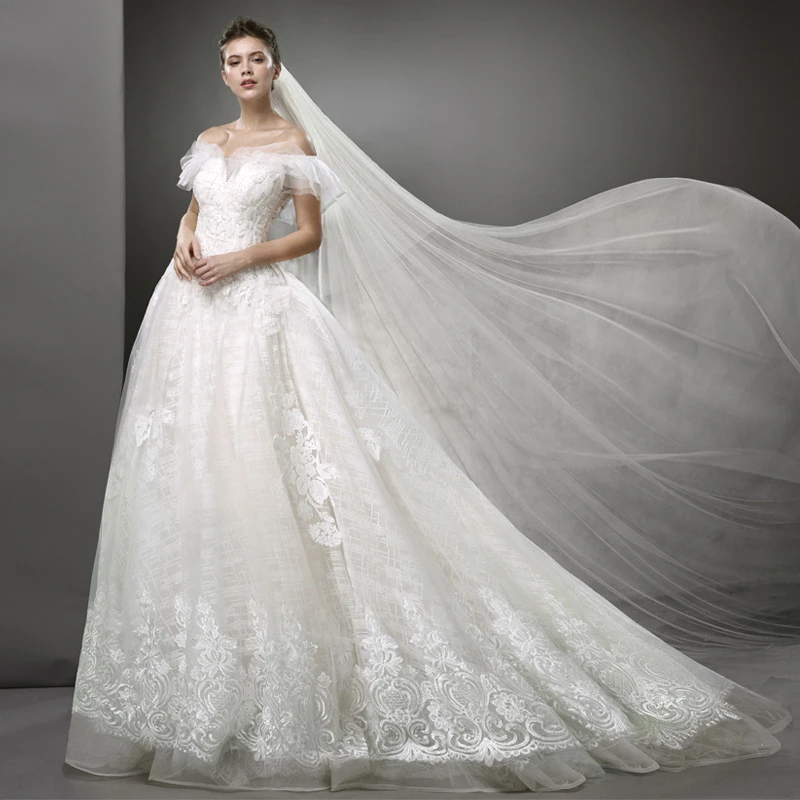 SERMENT Vestido De Novia свадебное платье свадебное платье с длинным рукавом свадебное платье Элегантное свадебное платье размера плюс - Цвет: Слоновая кость