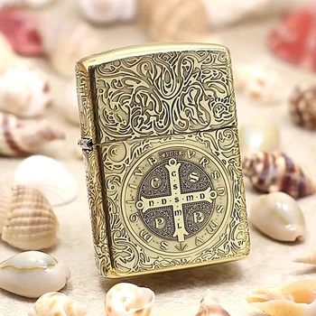 

Genuine Zippo oil lighter copper windproof Constantine cigarette Kerosene lighters Gift With anti-counterfeiting code
