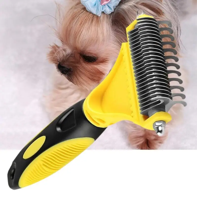 Pets Dog Cat Double-sided Hair Removal Brush Comb Pet Grooming Tools Stainless Steel Safety Beauty Hair Shedding Trimmer Comb