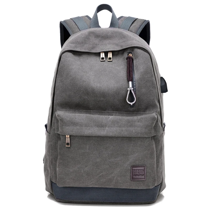 grey FengDong, холщовый рюкзак для мужчин, школьная сумка, usb зарядка, школьный рюкзак для мальчика, сумка для книг, мужской рюкзак для путешествий, подарки для мальчиков, рюкзак - Цвет: grey