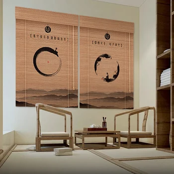

Carbonized bamboo curtain curtain with rolled curtain