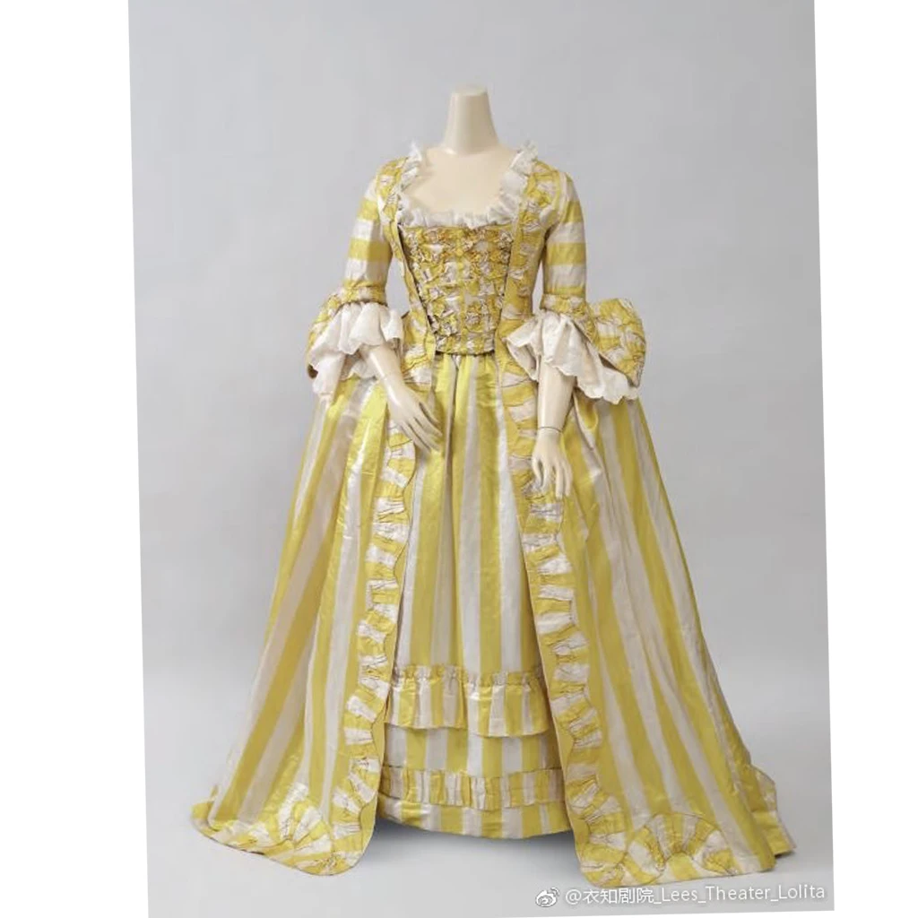 Cosplaydiy индивидуальный заказ Deluxy 18th века Мария Антуанетта Платье, в стиле рококо Для женщин, платье в полоску, костюм L320