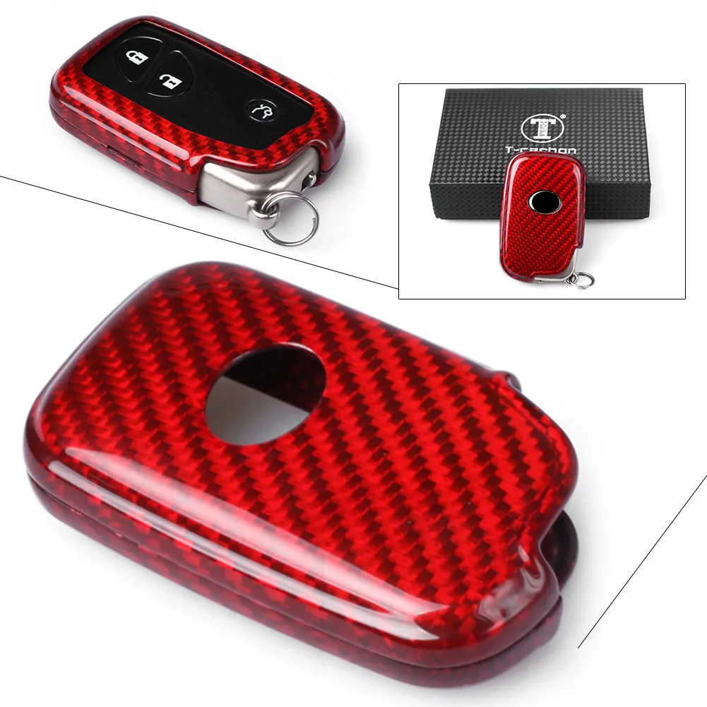 

Auto Car Real Carbon Fiber Remote Key Red Cover Case For Lexus RX450 350 LX570 GS460