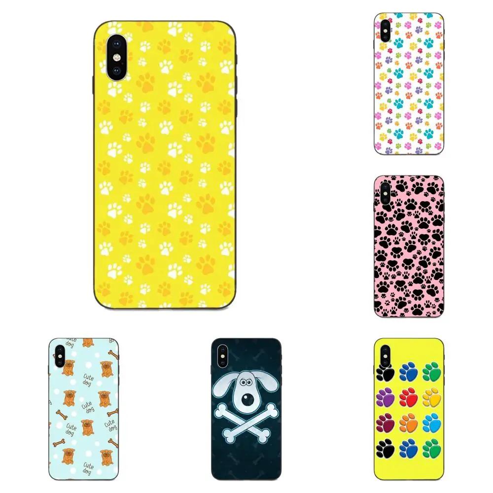 

For Xiaomi Redmi Mi Note 2 3S 8 9 Lite SE Pro TPU Phone Cover Case Coque Vintage Dog Paw Footprint Bone