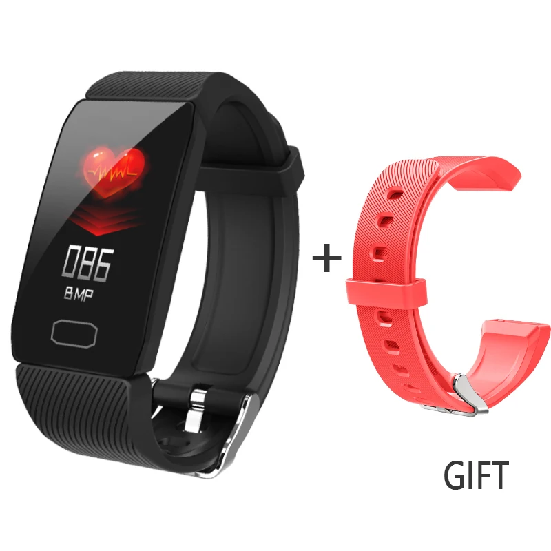 Смарт-часы для измерения артериального давления для мужчин t Q1 фитнес-Браслет Водонепроницаемый спортивный Cicret браслет для мужчин и женщин трекер активности - Цвет: with Red wristband