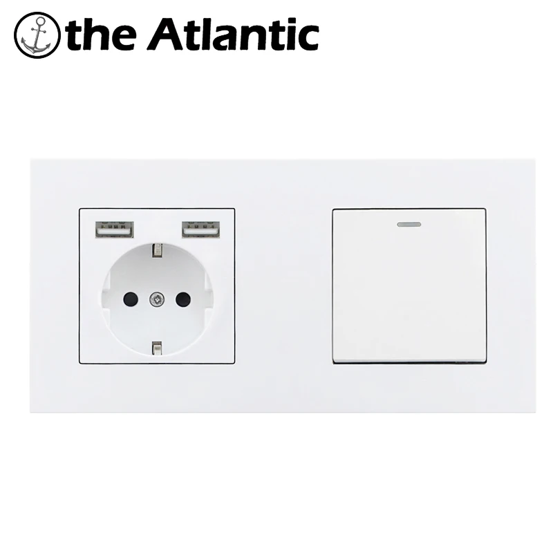 Atlectric DE стандарт ЕС вилка двойная розетка двойной USB 1 2 3 4 банда лампа кнопка выключателя света настенная электрическая розетка