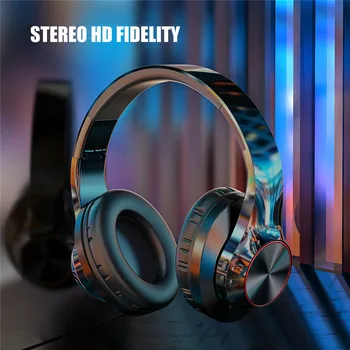 Hifi Stereo Earphones Bluetooth Headphone Music Headset Fm And Support Sd Card With Mic For Mobile Xiaomi Iphone Sumsamg Tablet