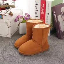 Boys and Girls Australia Style Kids Snow Boots Waterproof Slip-on Children Winter Cow Leather Boots Brand Ivg EU 21-35