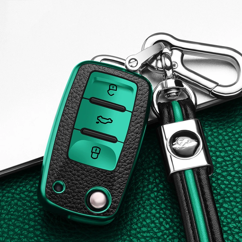 

New TPU Leather Car Key Cover Case For Volkswagen VW Golf Polo Jetta MK6 Passat Lavida B5 B6 B7 EOS Scirocco Tiguan Octavia Seat