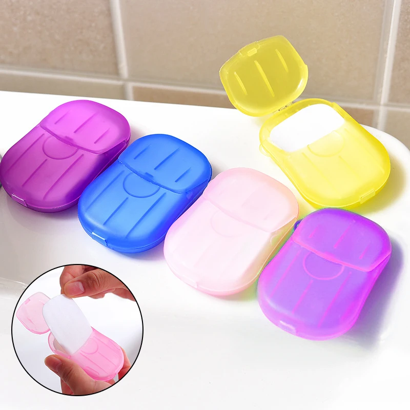 

100Pcs/20Pcs Disposable Soap Paper Clean Scented Slice Foaming Box Mini Paper Soap For Outdoor Travel Use Random Color Dropship