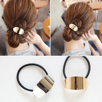 

T102 Punk Metal Fashion Women Hair Accessories Alloy Cute Black Ponytail Elastic Bands Girl Hairband Rope Gum Rubber Band NEW