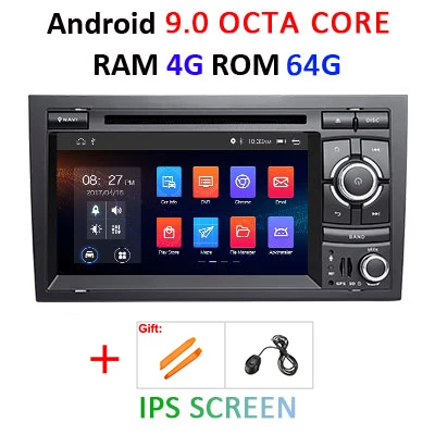 DSP 4G 64G Android 9,0 ips автомобильный dvd-плеер для AUDI A4 gps ips стерео Мультимедиа Навигация радио приемник магнитофон - Color: 9.0 4G 64G IPS