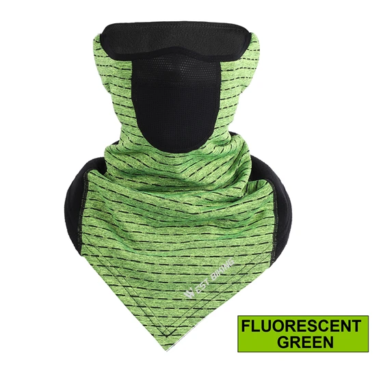Fluorescent Green WEST BIKING, зимняя велосипедная маска, термальная флисовая велосипедная маска для лица, лыжная маска для сноуборда, бега, Спортивная маска, теплая полосатая велосипедная маска - Цвет: Fluorescent Green