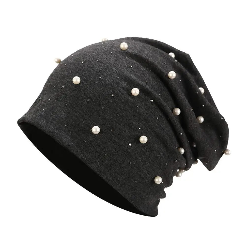 Модная женская однотонная шапка с жемчугом, женские зимние плотные теплые головные уборы, женские Стрейчевые головные уборы, вязаные шапки mutsen dames