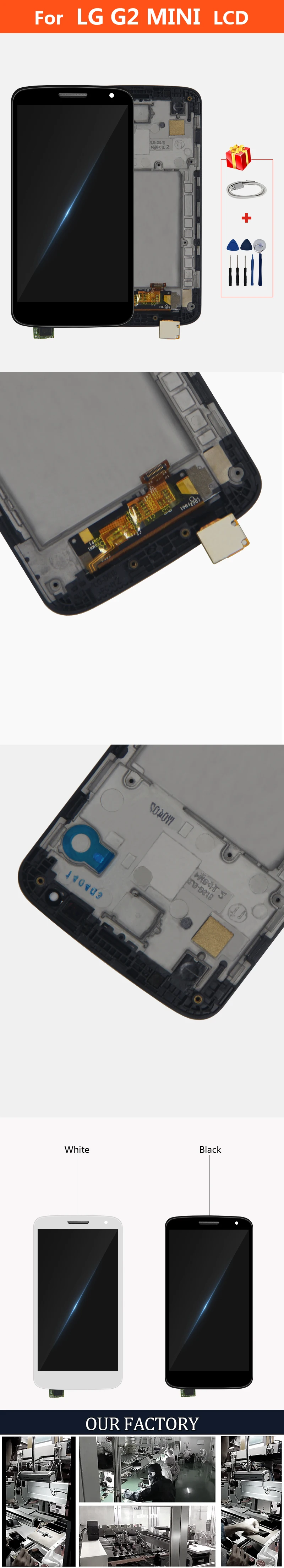 ЖК-дисплей для LG Optimus G2 Mini D620 D618, сенсорный ЖК-экран, дигитайзер, запасные части с рамкой, Протестировано
