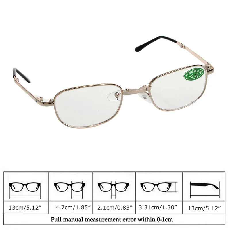 1PC Mini Foldable Metal Full Frame Reading Glasses Case Eyeglass +1.00 to +4.00