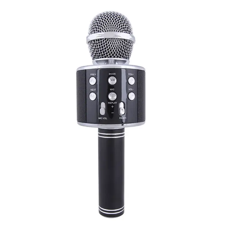 Silver WS858 беспроводной bluetooth-микрофон для караоке стерео микрофон KTV USB динамик плеер - Цвет: Silver