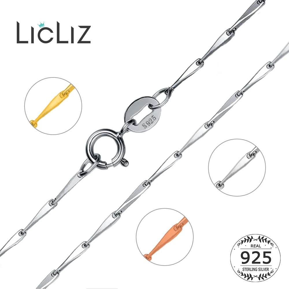 LicLiz 24K золото 925 пробы серебро семена цепи ожерелья для женщин Белый розовое DIY
