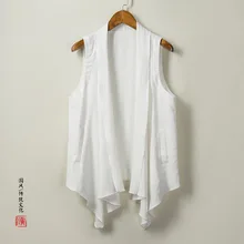 Китайский стиль! Летняя новая стильная мужская одежда без рукавов, однотонная повседневная одежда для подростков из хлопка и льна, жилетка, футболка для мужчин
