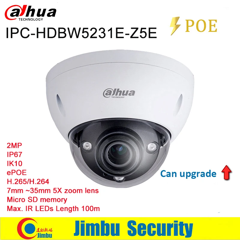 

Dahua IP camera 2MP IPC-HDBW5231E-Z5E WDR Network h.265 IR50m PoE+ 7mm ~35mm 5X zoom lens IK10 Micro SD memory 128GB IVS