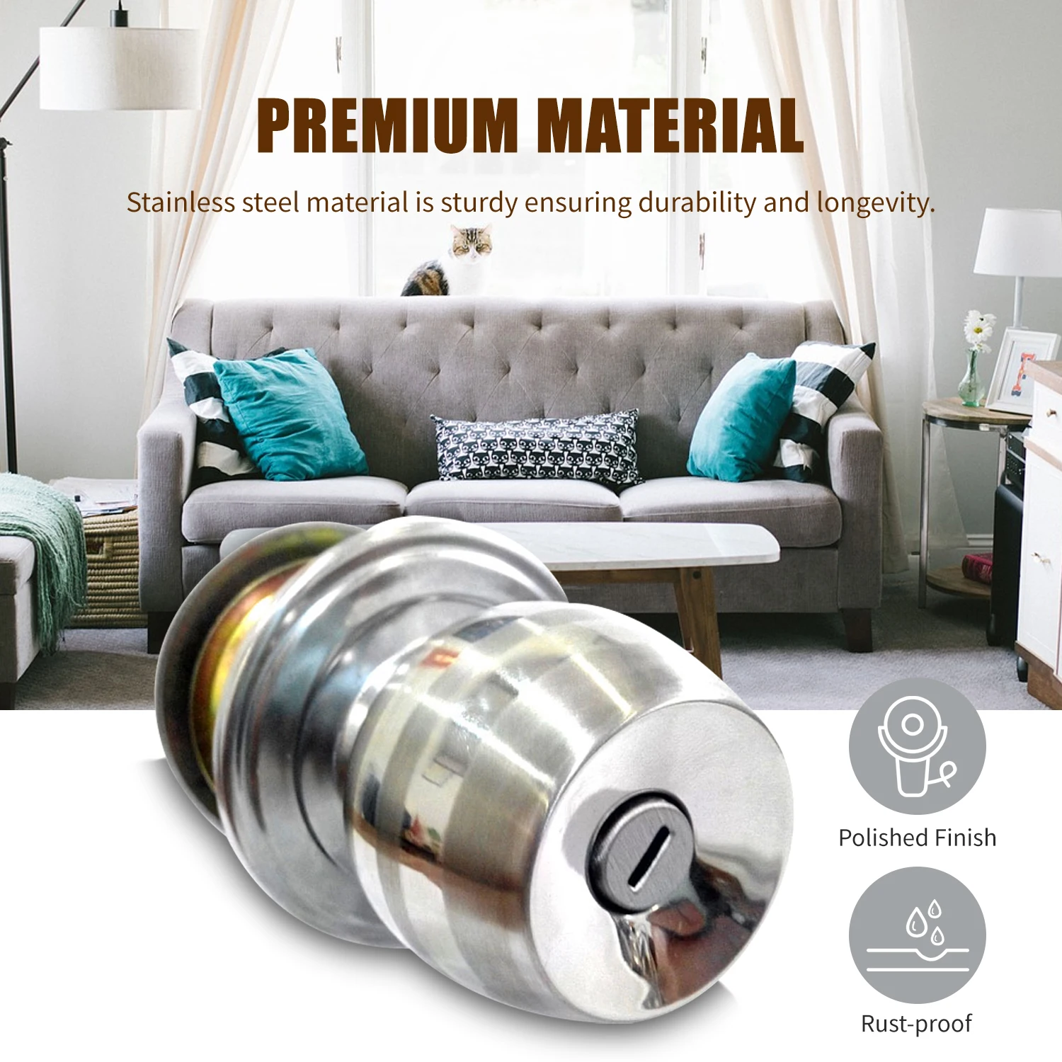 Замок для ручки двери круглый шар стиль конфиденциальности спальни ванной