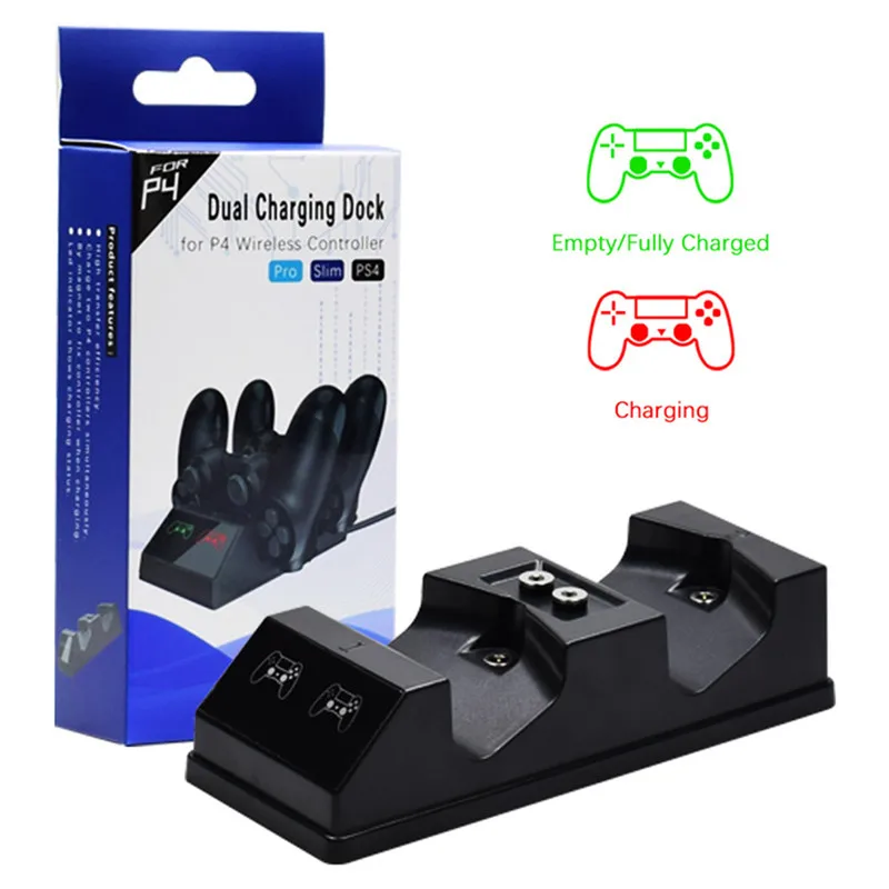 Черный Joypad Джойстик Ручка Двойная зарядная док-станция для PS4/Slim/Pro для sony Playstation 4 беспроводной контроллер игра зарядная док-станция - Цвет: Черный