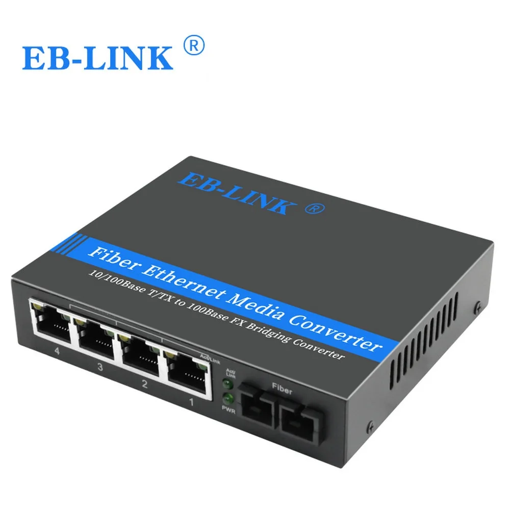 Многорежимный дуплексный волоконно-оптический 4 порта RJ45 Ethernet медиаконвертер 155M