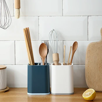 

Simple Grid Chopstick Box Two-color Chopstick Holder Chopsticks Spoon Storage Drain Basket Kitchen Shelf Storage Rack Organizer