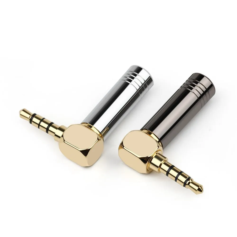 6PC 3 5mm Audio Connector Right Angle Bend Plug 4 Poles Earphone Jack Metal Adapter Bright Aluminum Shell HiFi Headphone Adapter