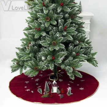 

120cm/48" Ivory Burlap Snowflake Christmas Tree Skirt Ornament Christmas Decoration New Year Event Party Supplies