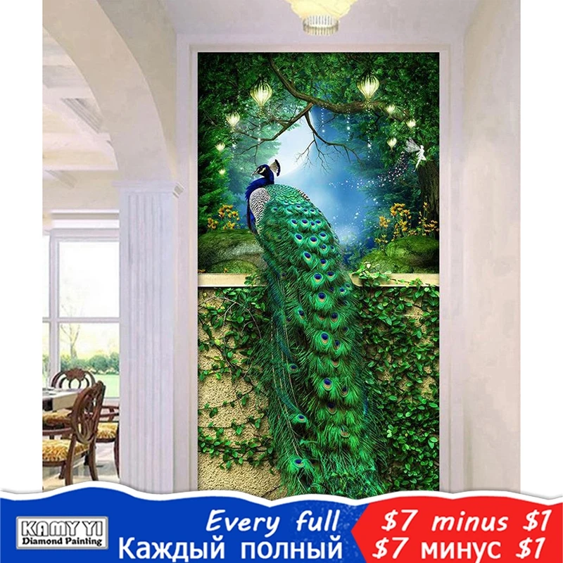 

Canvas Size Kamy Yi 5d Diy Diamond Painting "Beautiful Peacock" Embroidery Cross Stitch Mosaic Home Decoration Gift