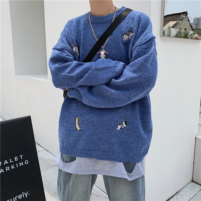 Men's sweater autumn and winter new solid color wild pullover shirt bottoming sweater young people fashion men's clothing