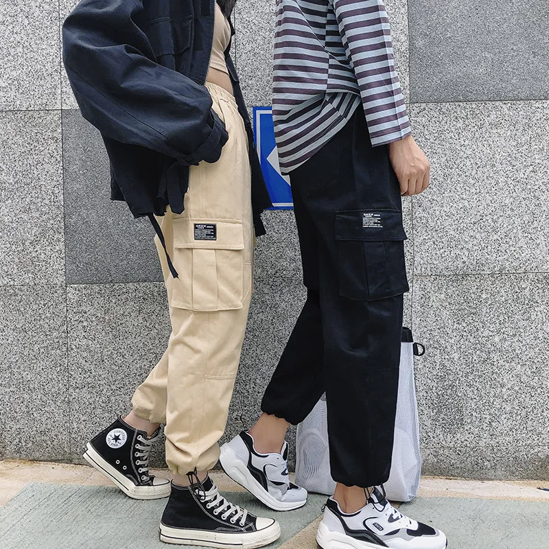 

2019 Autumn New Arrival INS Hong Kong Style Large Pocket Multi-pockets Beam Leg Harem Cargo Trousers K153 P58