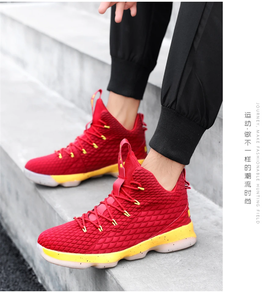 Баскетбольные кроссовки Lebron 15 James с высоким берцем, амортизирующие дышащие спортивные мужские кроссовки
