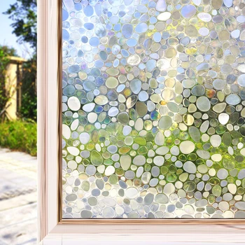 

3D Cobblestone Decorative Window Film Static Decal Cling Glass Stickers for Privacy Heat Control An-ti UV Vinyl Window Covering