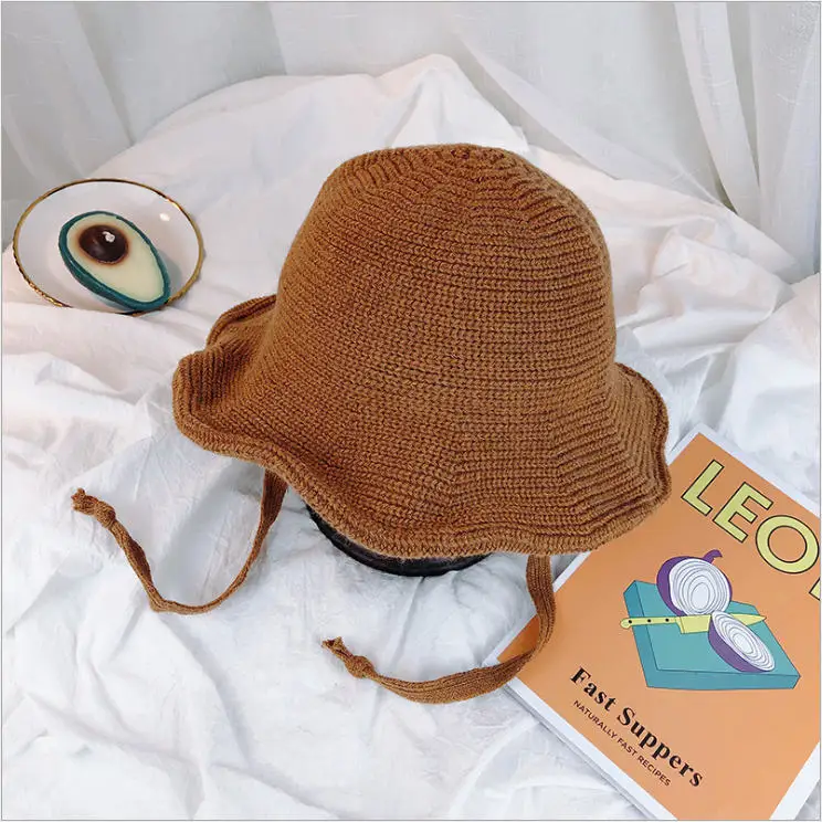 Tsuretobe Winter Warm Wool Cap Bucket Hat Women Foldable Outdoor Fishing Panama Hat Japanese Sun Hat Casual Vacation Hat Female - Цвет: khaki