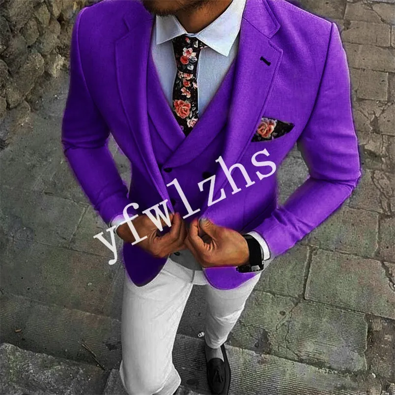 

Handsome One Button Groomsmen Notch Lapel Groom Tuxedos Wedding Dress Men Suits Blazer Prom Dinner (Jacket+Pants+Tie+Vest) A193