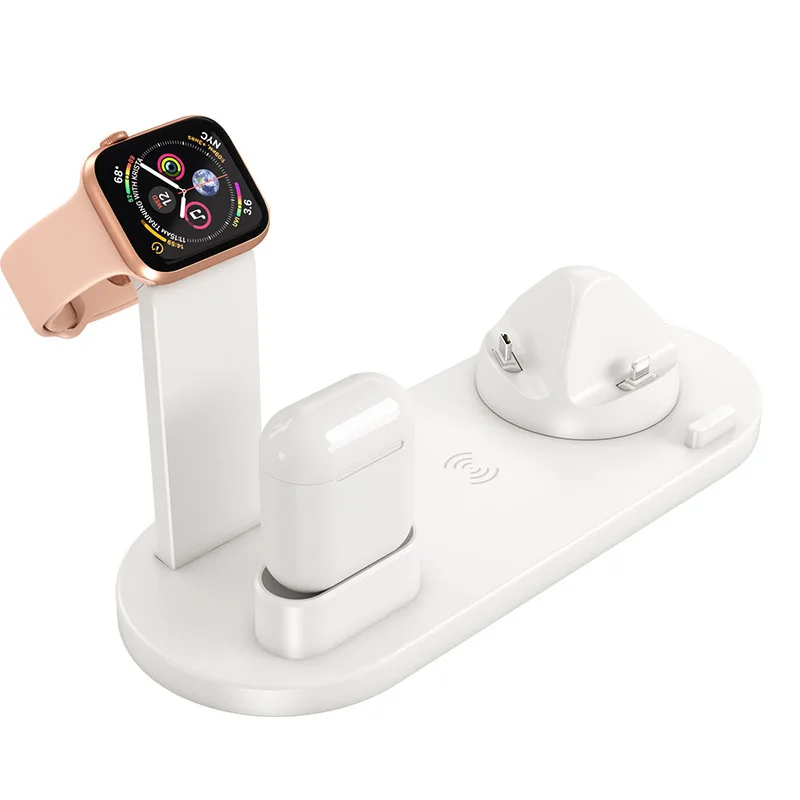 Лучшая Беспроводная зарядная док-станция держателя с вращающейся зарядной базой для Iphone для Iwatch Ipad для Tch1234 часы для Ipod - Цвет: Wireless charging