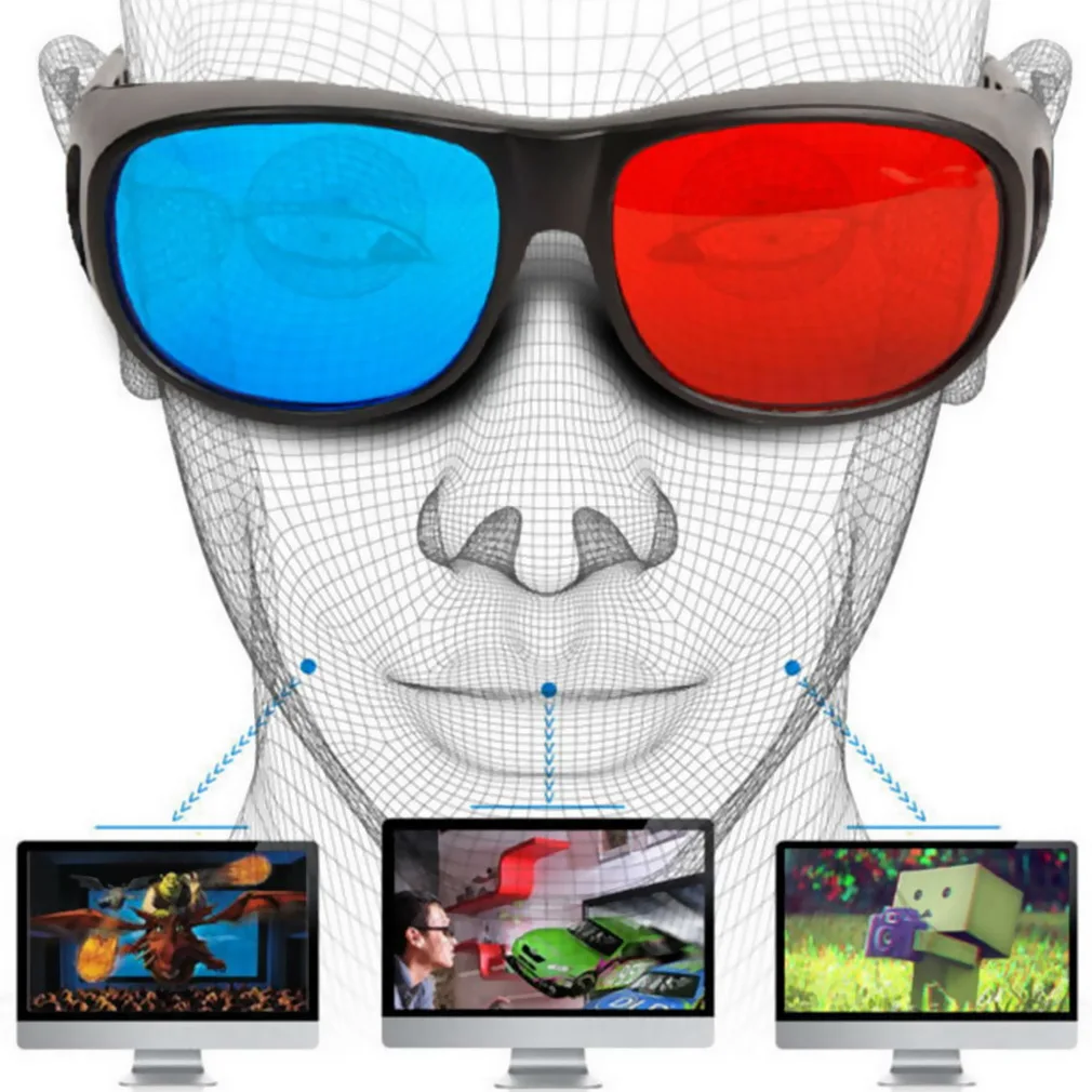 Universal Type 3D Glasses TV Movie Dimensional Anaglyph Video Frame 3D Vision Glasses DVD Game Glass Red And Blue Color dropship