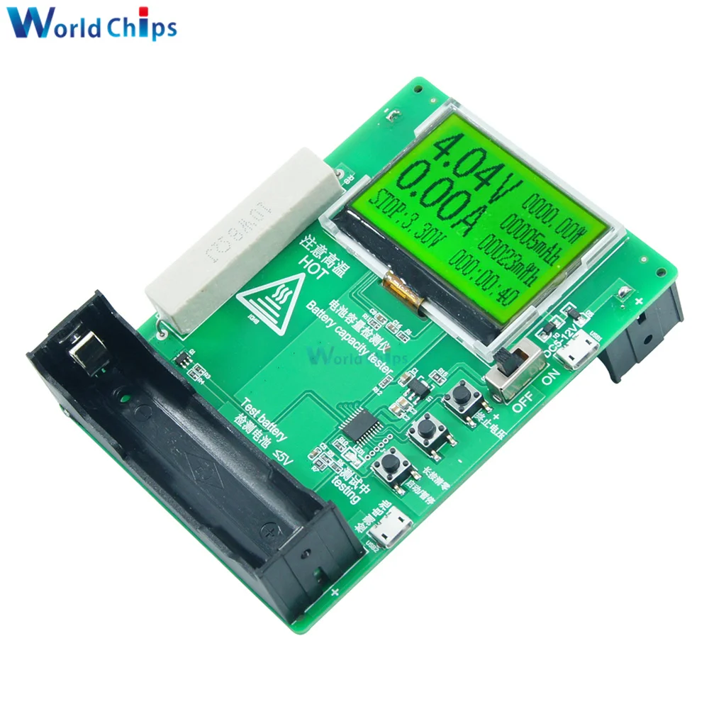 18650リチウムバッテリー容量テスター液晶デジタル画面表示放電エネルギー 時間測定用電源銀行 集積回路 Aliexpress